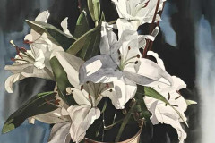 White Lilies in Vase 25x40